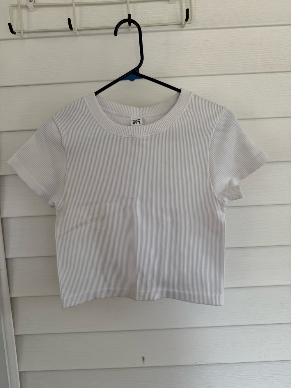 JoyLab White Ribbed Crewneck Top
